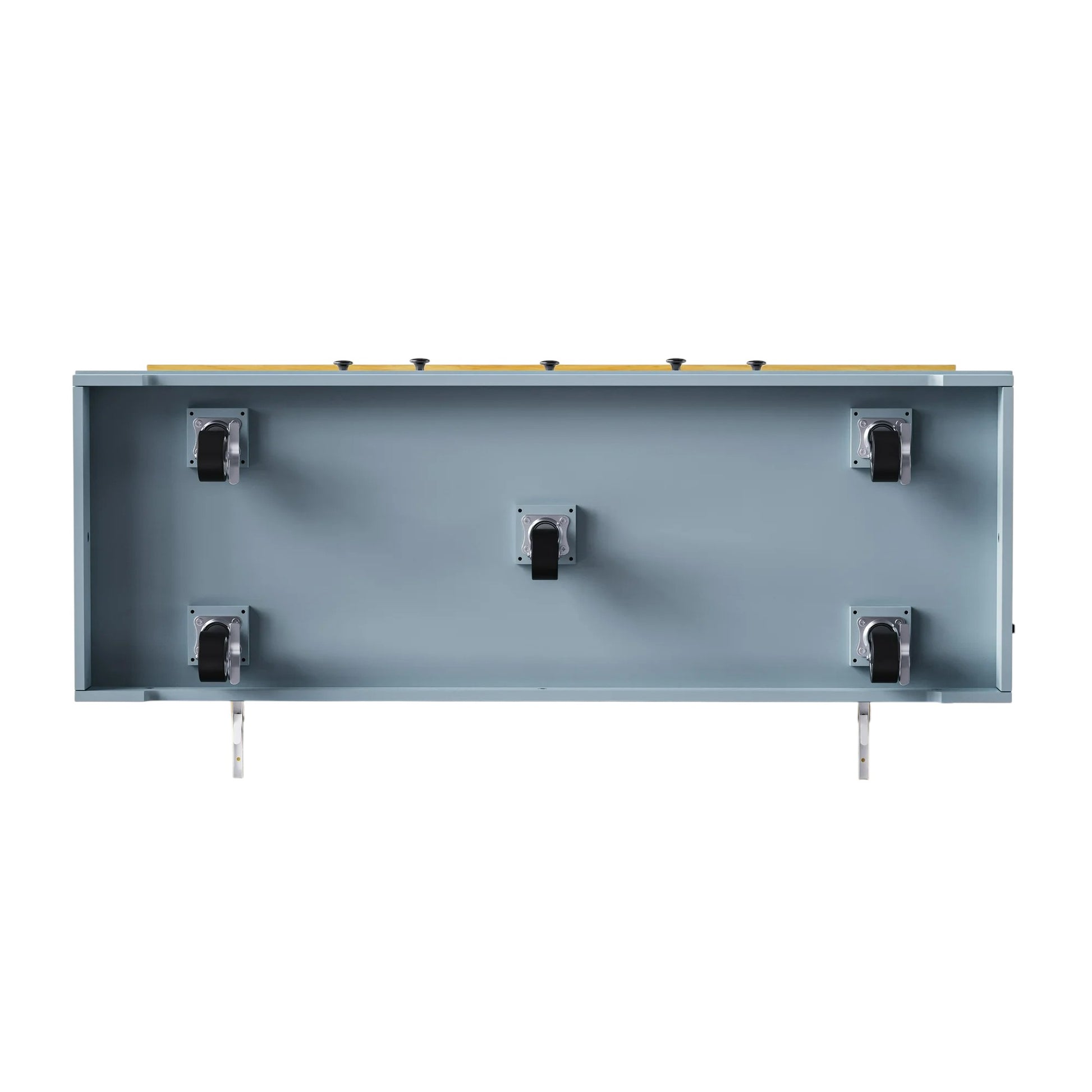 53" Light Blue Wood Rolling Kitchen Island Set With Storage-6