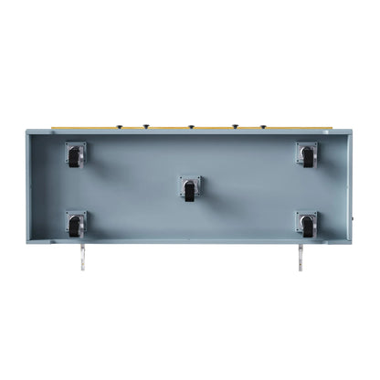 53" Light Blue Wood Rolling Kitchen Island Set With Storage-6