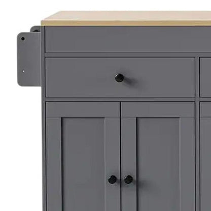 51" Gray Wood Rolling Kitchen Island-4