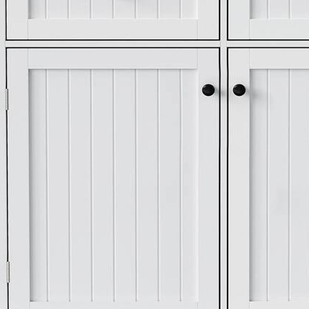 45" White Wood Rolling Kitchen Island Set With Storage-6