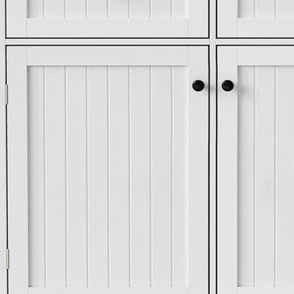 45" White Wood Rolling Kitchen Island Set With Storage-6