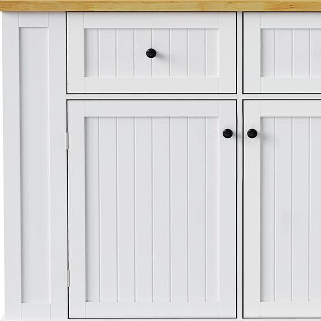 45" White Wood Rolling Kitchen Island Set With Storage-7