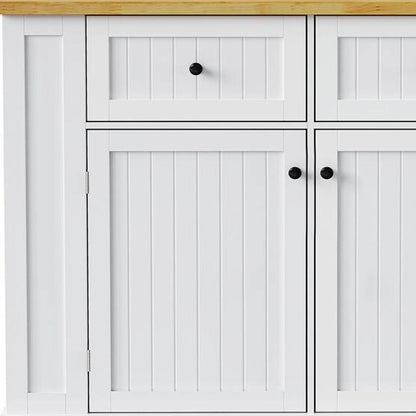 45" White Wood Rolling Kitchen Island Set With Storage-7