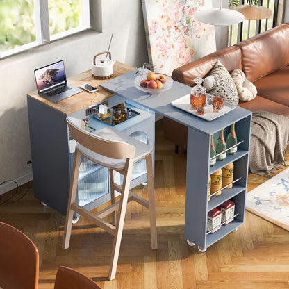 33" Gray Wood Rolling Kitchen Island With Storage - Loft&Timber