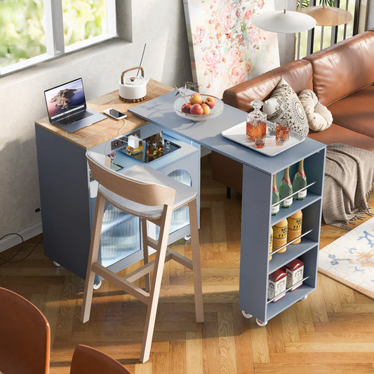 33" Gray Wood Rolling Kitchen Island With Storage - Loft&Timber