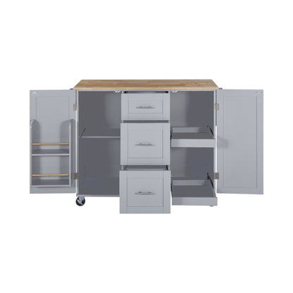 50" Gray Wood Rolling Kitchen Island-3