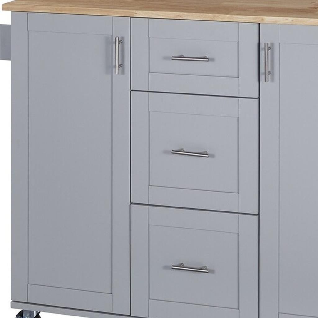50" Gray Wood Rolling Kitchen Island-5