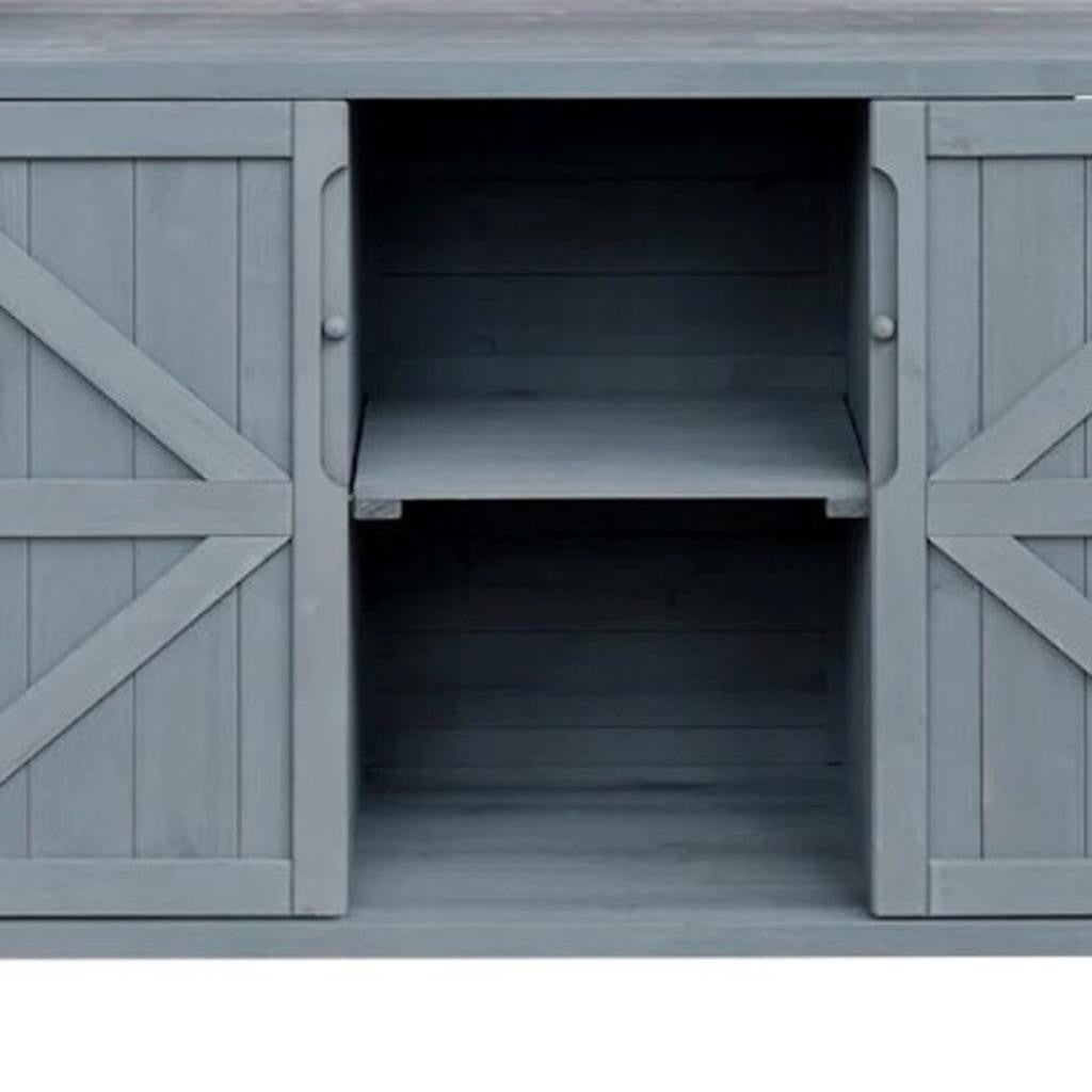 50" Light Blue Wood Rolling Kitchen Island With Storage-4