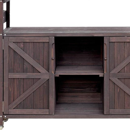 50" Brown Wood Rolling Kitchen Island With Storage-7