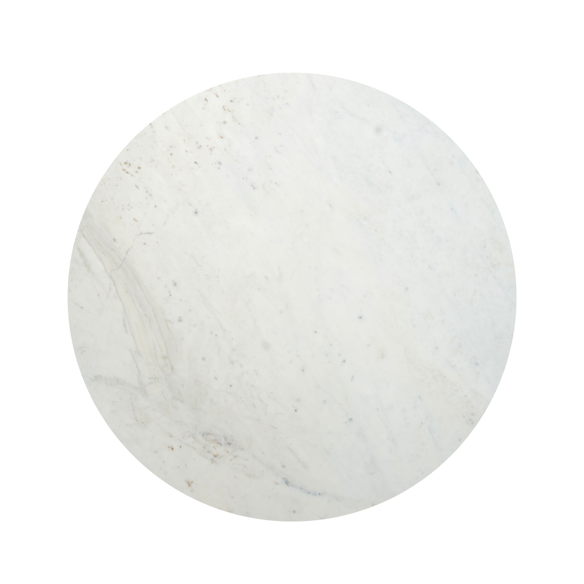 37" White and Black Genuine Marble and Iron Round Coffee Table - Loft&Timber