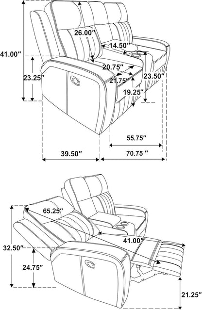 Gray Reclining Loveseat rana - Loft&Timber