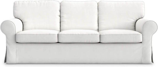 Cotton Ektorp 3 Seat Sofa Cover Slipcover Replacement Made for the IKEA Ektorp 3 Seat Sofa Cover(Cotton White)-Does NOT Fit Ektorp 3.5-Seat Sofa NOT Fit Uppland Series Sofa - Loft&Timber