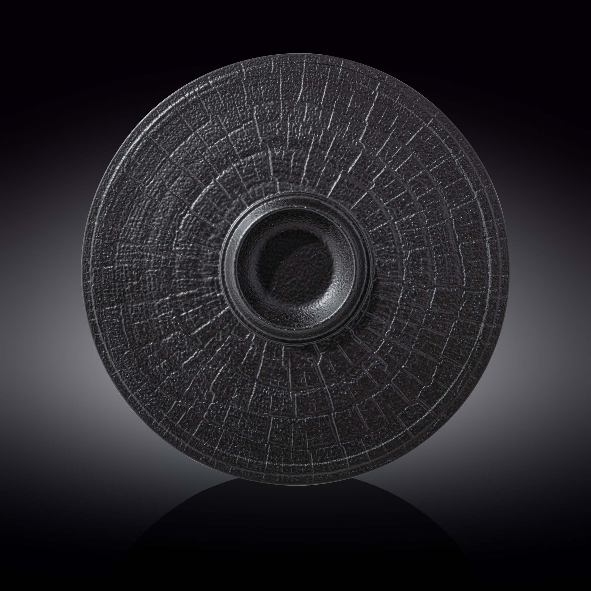 Black Porcelain Slate look Round Plate / Platter With Rustic Texture 13" inch - Loft&Timber