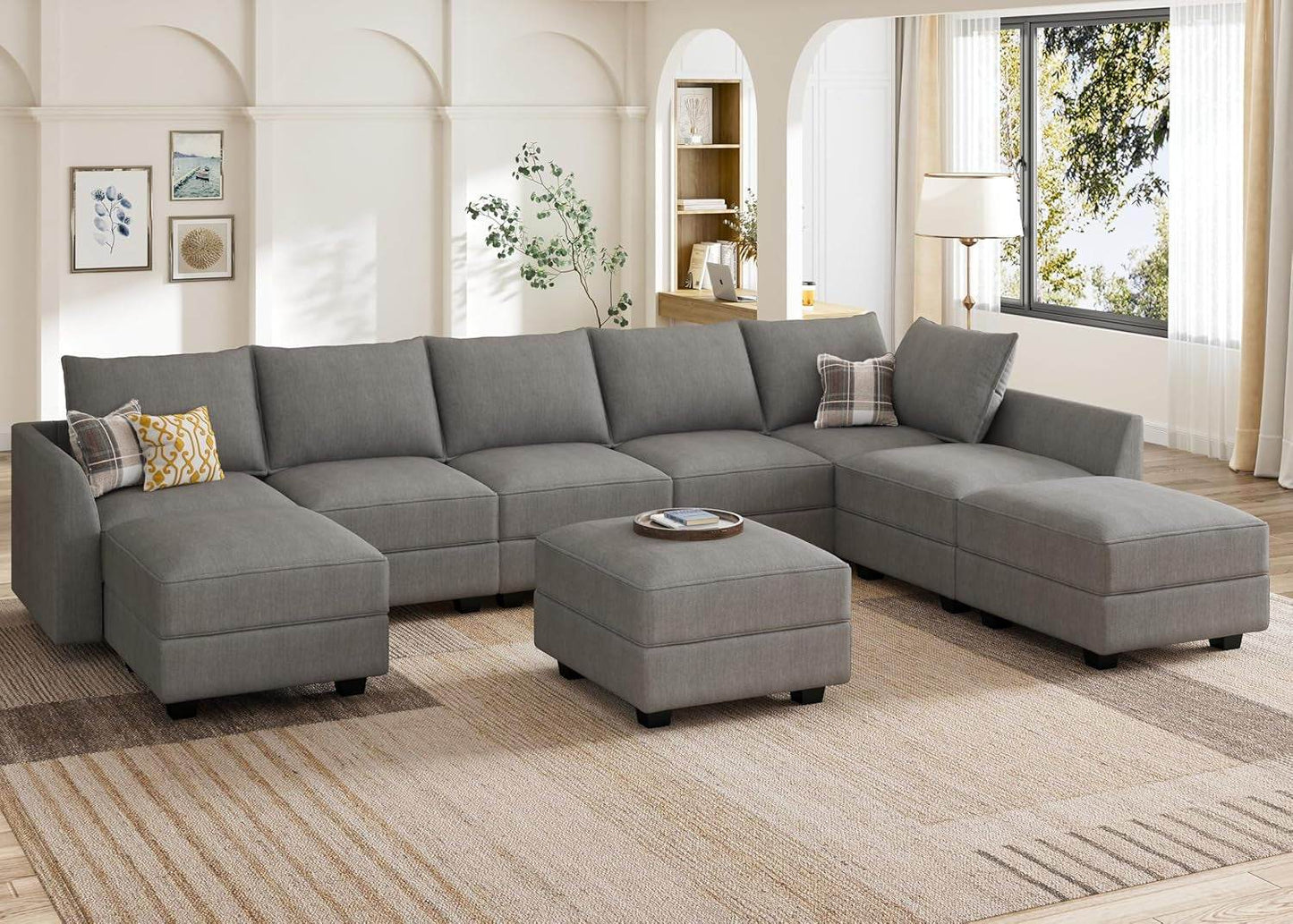 Oversized Modular Sectional Sofa with Storage Seats in Gray - Loft&Timber