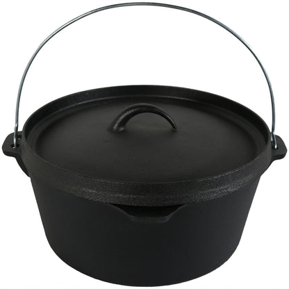 12" Black Cast Iron Dutch Oven Stock Pot-2