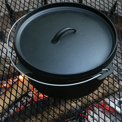 12" Black Cast Iron Dutch Oven Stock Pot-7