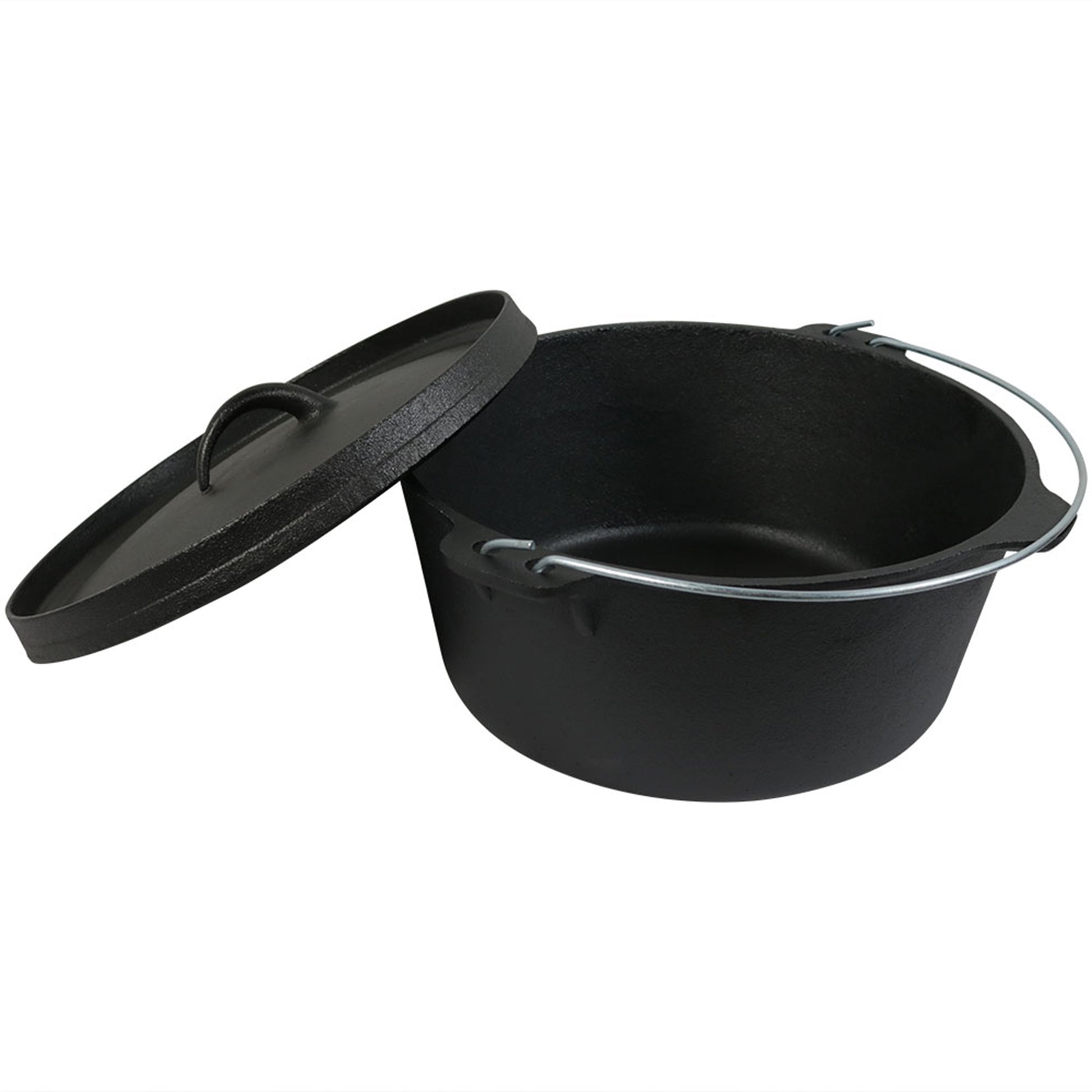 12" Black Cast Iron Dutch Oven Stock Pot-3