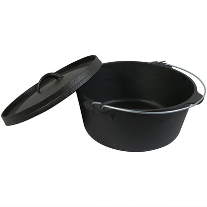 12" Black Cast Iron Dutch Oven Stock Pot-3