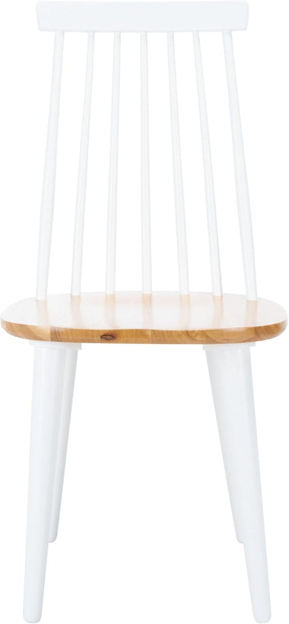 Farmhouse Spindle Back Side Chair White Natural Dining Room-2