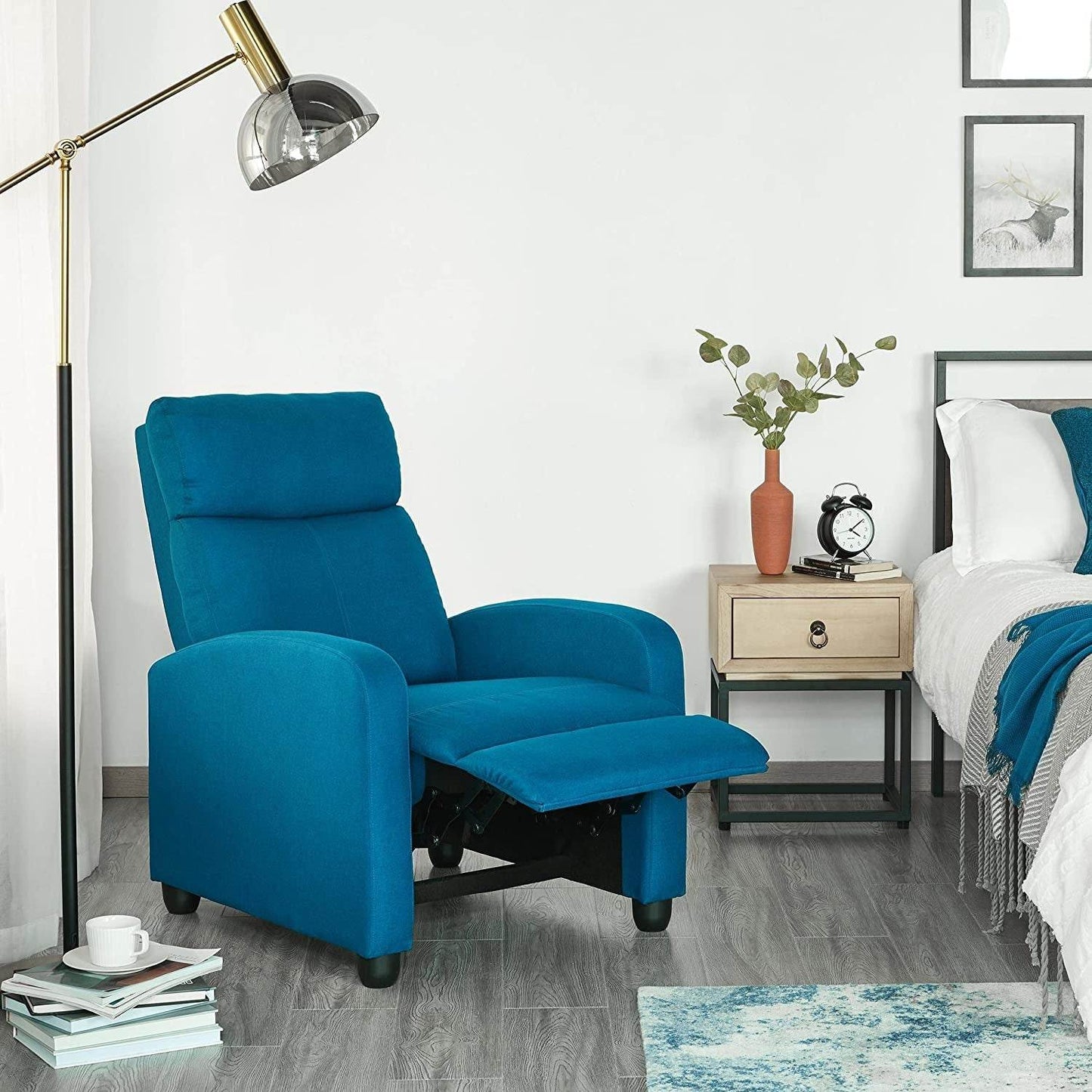 Fabric Pushback Recliner Chair, Blue - Loft&Timber
