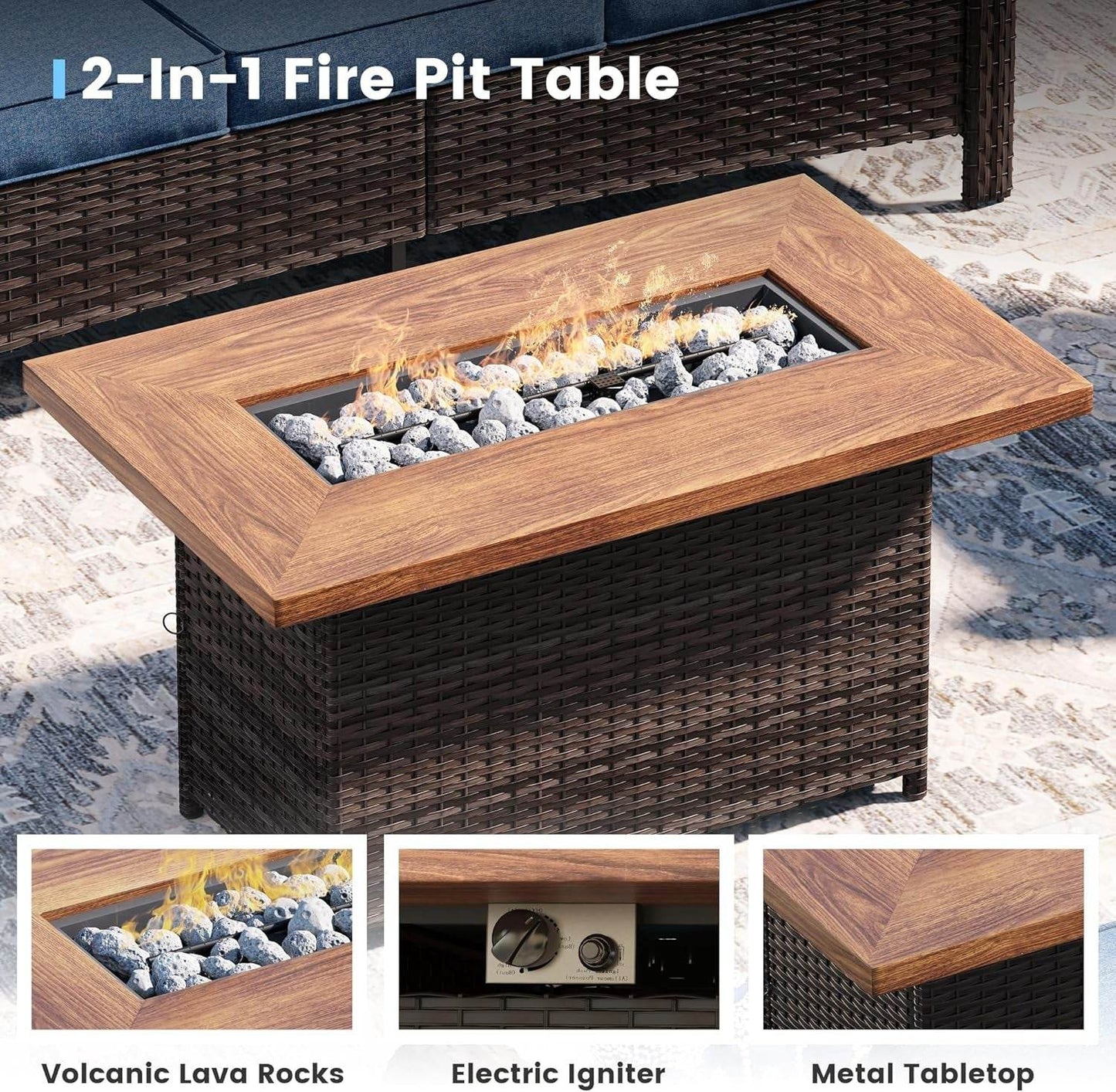 Outdoor Patio Furniture Set with Fire Pit Table - Loft&Timber
