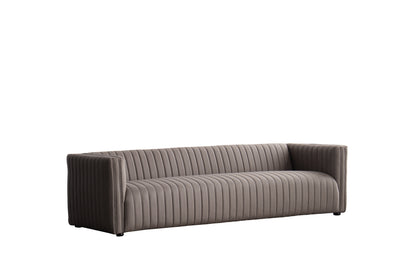 98" Light Brown Fabric Solid Wood Sofa-3
