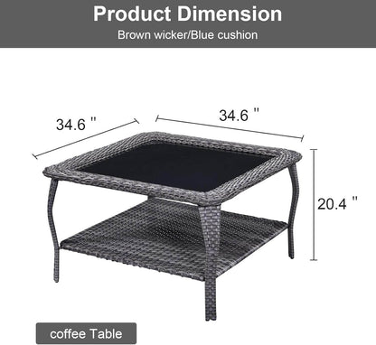 Eight Piece Outdoor Patio Furniture Set with Cushions - Loft&Timber