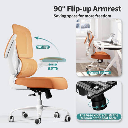 Office Chair with Adjustable Lumbar Support in (Orange) - Loft&Timber