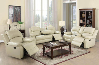 Beige Leather Reclining Sofa Set - Loft&Timber