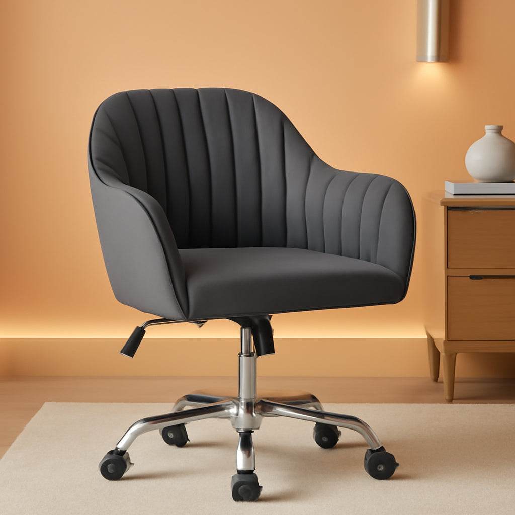 Modern Velvet Desk Chair Height-Adjustable with Swivel in Gray - Loft&Timber