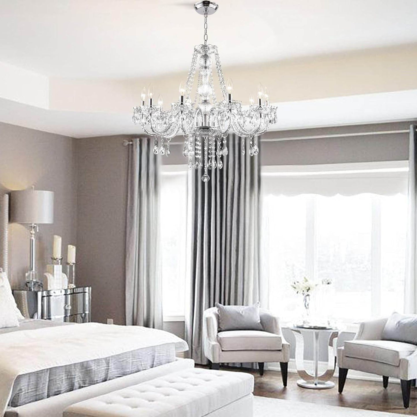 Crystal Clear Chandelier 25 * 27.5In 10-Light Pendant - Loft&Timber