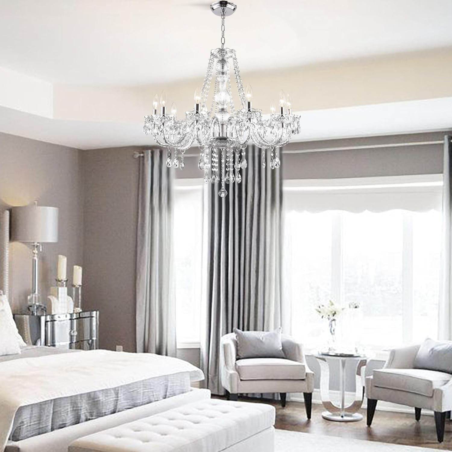 Crystal Clear Chandelier 25 * 27.5In 10-Light Pendant - Loft&Timber