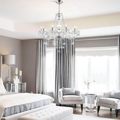 Crystal Clear Chandelier 25 * 27.5In 10-Light Pendant - Loft&Timber