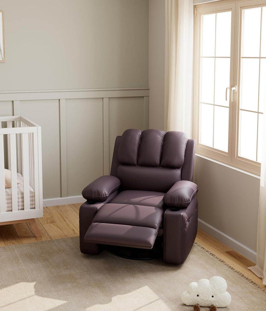 Leather Recliner Chair, Manual Recliner W/Comfortable Arms and Cup Holders for Living Room CF8011 - Brown, Medium - Loft&Timber