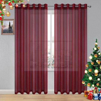 DWCN Faux Linen Sheer Curtains, Set of 2 Panels - Loft&Timber