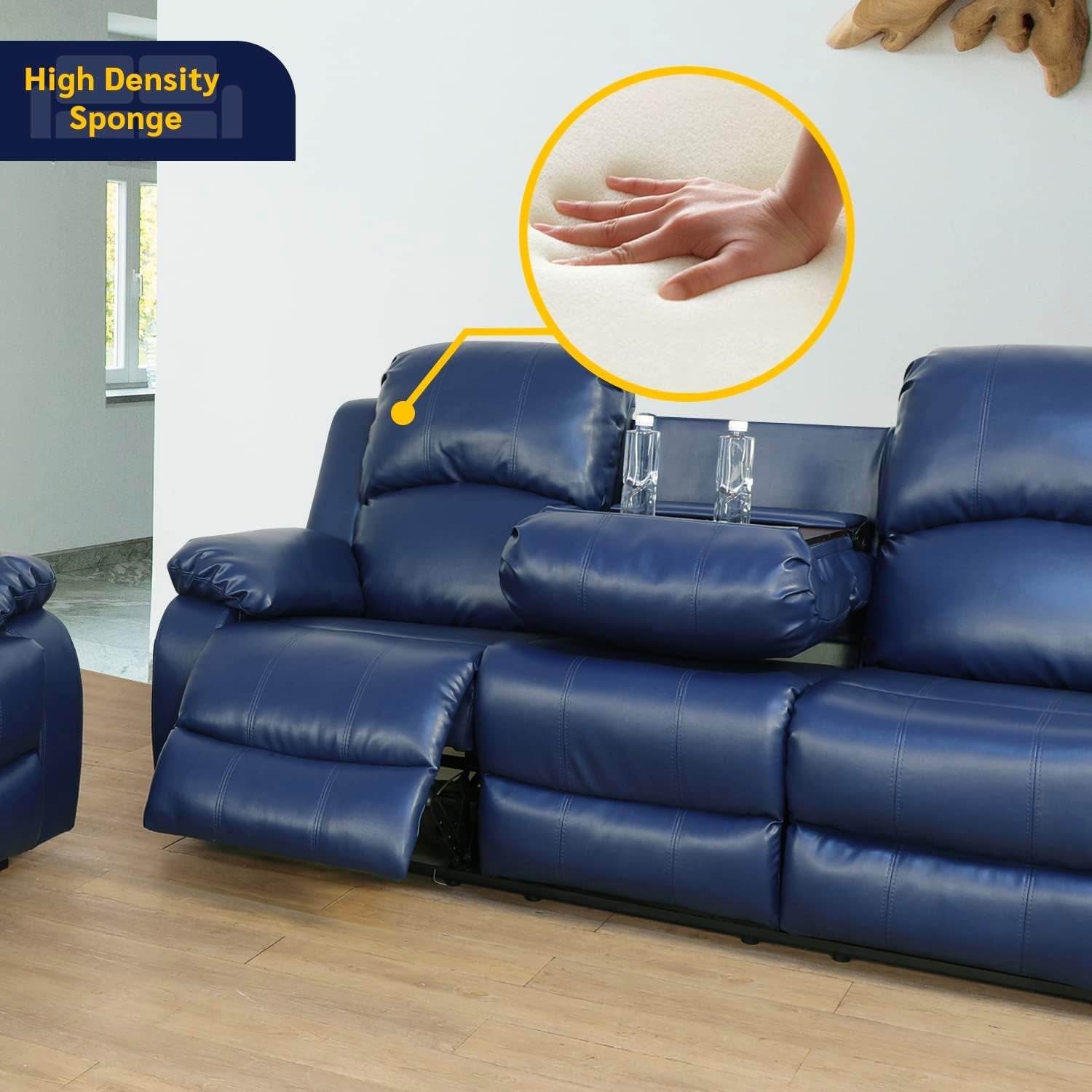 Alpine Living Room Recliner Set, Navy Blue - Loft&Timber