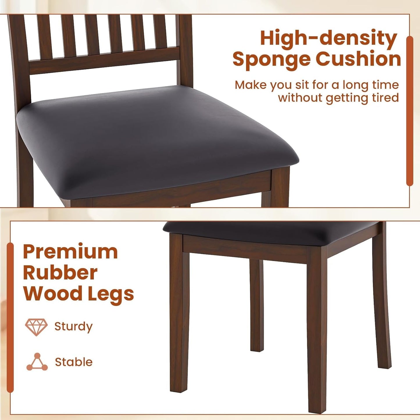 Espresso Slat Back Dining Chairs Set Of 2 For Dining Room-3