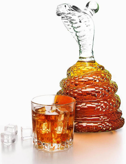 King Cobra Snake Whiskey Snake Whiskey & Wine Decanter King Cobra Snakes Liquor Decanters - Snake Bottle 500ml - The Wine Savant Snake glass decanter, Coiled Snake Holder Ornament Home Decoration - Hold Any Liquod - Loft&Timber