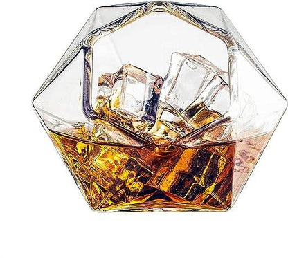 The Wine Savant Diamond Whiskey Glasses, Scotch, Bourbon or Wine Glasses, Set of 2 10 oz Old Fashion Elegant Spirits Glasses - Loft&Timber