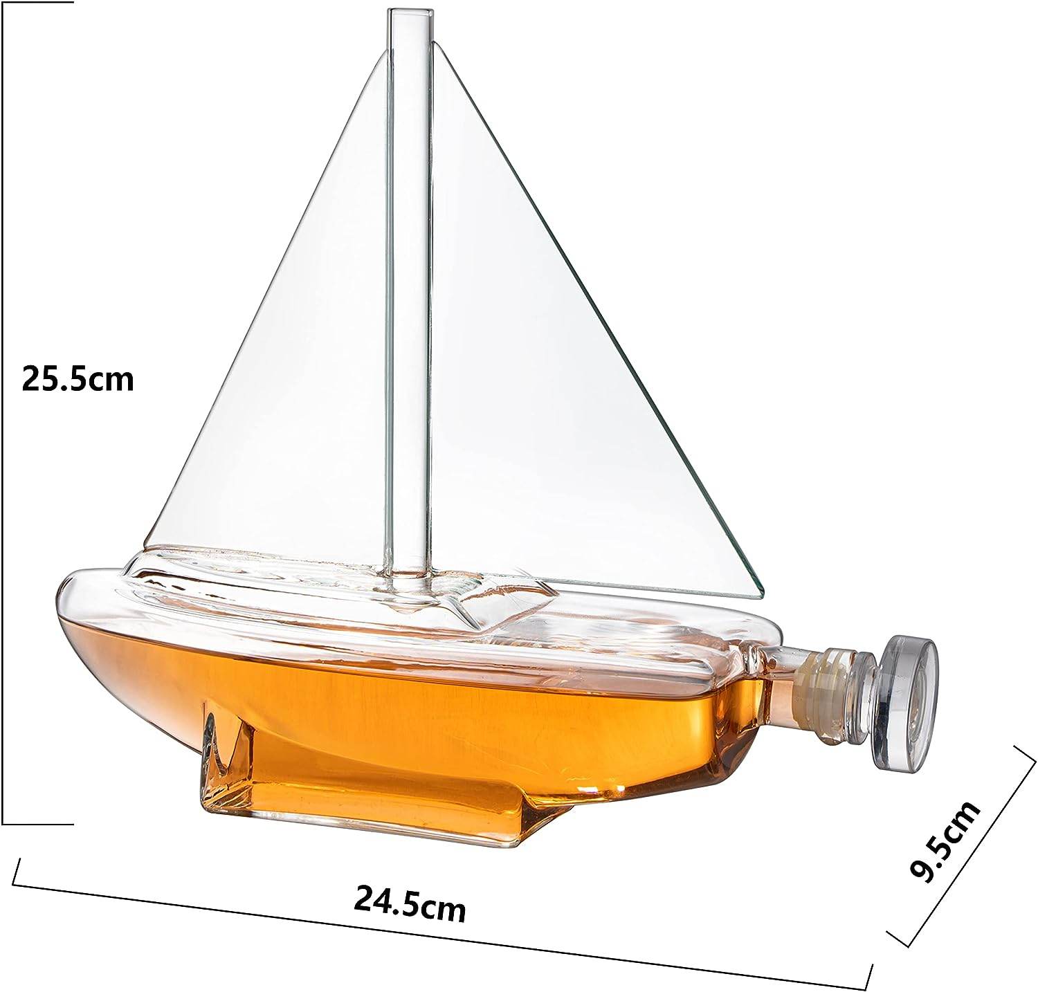 Sailboat Whiskey & Wine Decanter Ship - The Wine Savant Ship Decanter Set 750ml - Drink Dispenser for Wine, Whiskey, Ship In A Bottle Decanters Bar Set, Liquor Scotch Bourbon, Boating Mariner Gifts - Loft&Timber