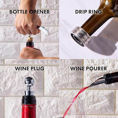 Painted STEMMLESS Wine Glass Box Set - Opener, Stopper, drip Ring, Wine Pourer - 2 Glasses - Loft&Timber