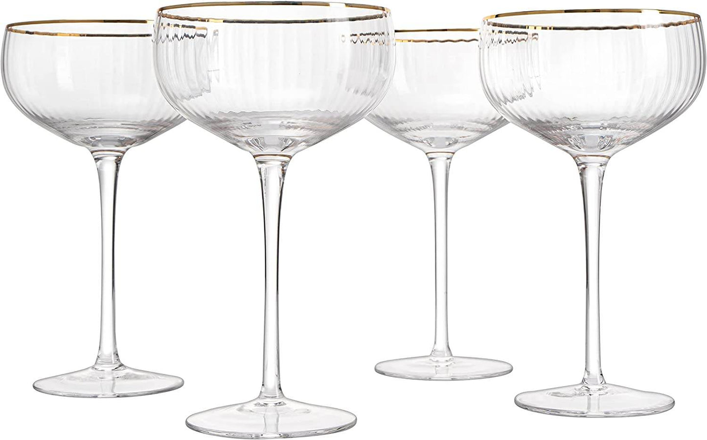 Coupe Cocktail Glasses 7 oz, Set of 4 Classic Manhattan Glasses For Cocktails, Libbey Champagne Coupe, Classic Coupe Glasses with Gold Rim, Crystal with Stems Wine Savant - Loft&Timber