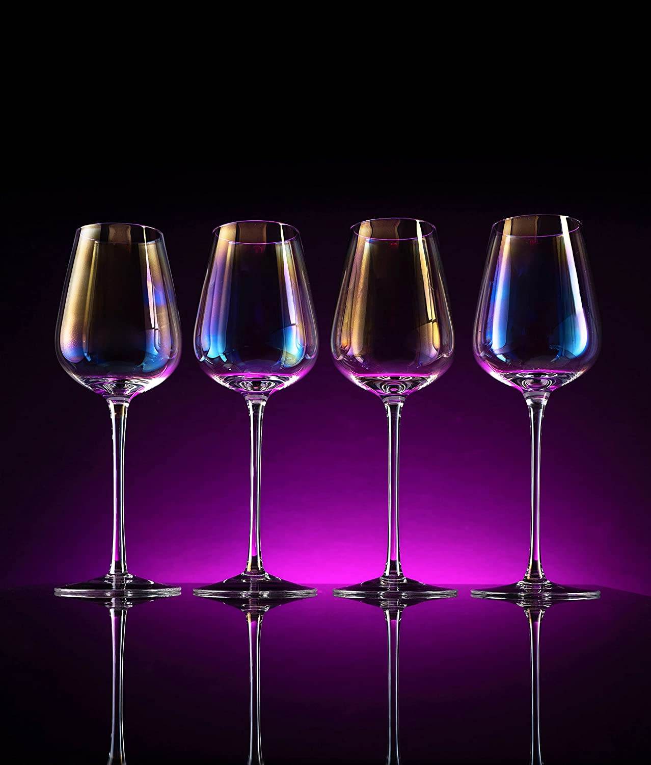 Iridescent Luster Large Radiance Wine Glasses - White Pearl Whimsy and Nostalgia Large Red Wine or White Wine Glass In An Elegant Gift Box - Loft&Timber