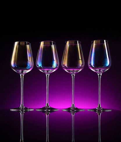 Iridescent Luster Large Radiance Wine Glasses - White Pearl Whimsy and Nostalgia Large Red Wine or White Wine Glass In An Elegant Gift Box - Loft&Timber