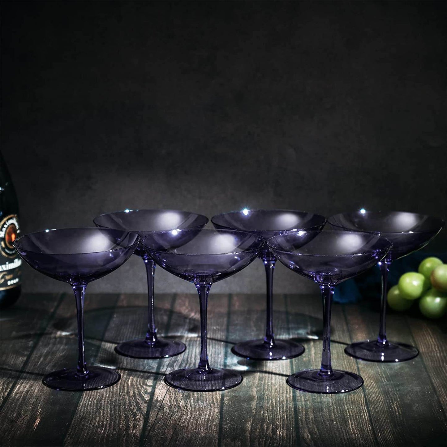 Lavender Champagne Coupes 12oz Set of 6 by The Wine Savant - Colored Champagne Glasses, Prosecco, Mimosa Glasses Set, Cocktail Glass Set, Bar Glassware Bachelorette Anniversary Gifts - Loft&Timber