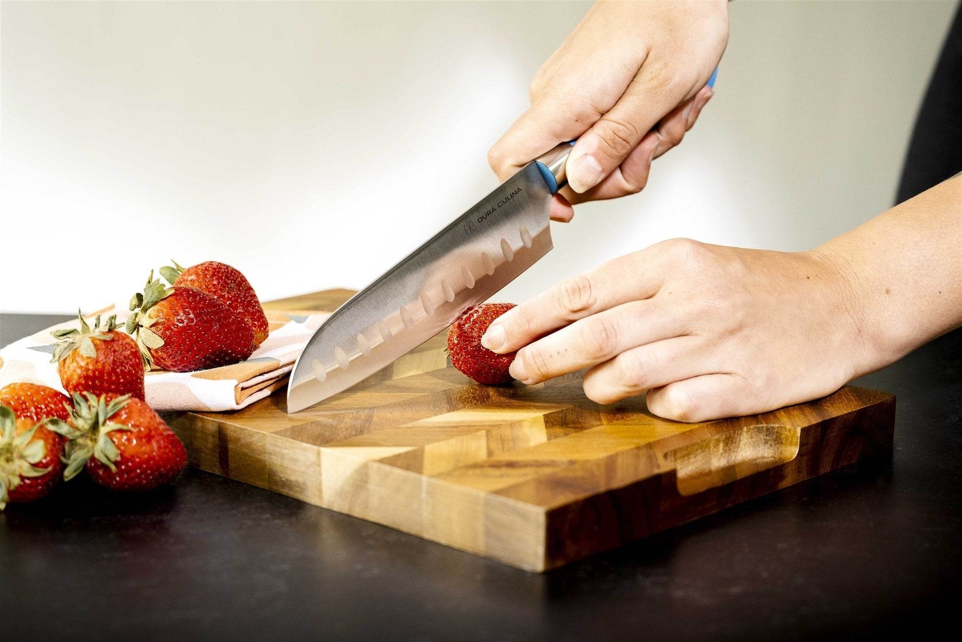 EcoCut 2 Piece Santoku Knife Set With Blade Guards, Blue - Loft&Timber