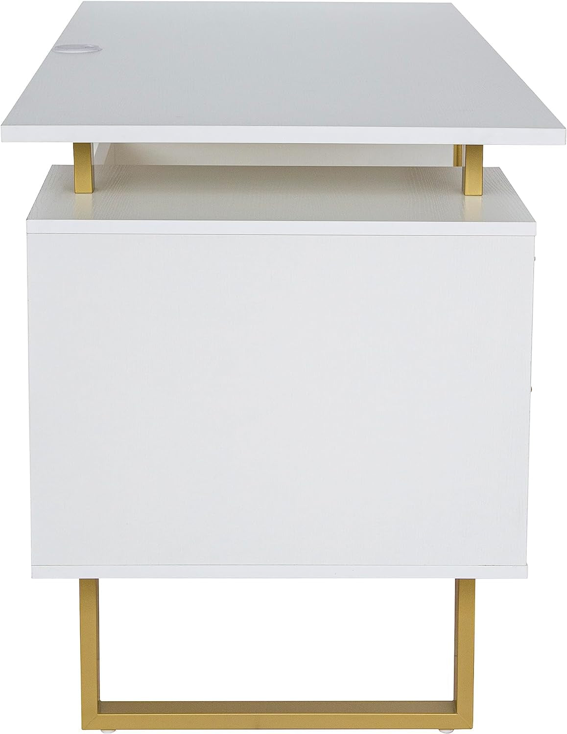 51" White Gold Desk with Storage Cabinet - Loft&Timber
