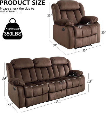 Manual Reclining Sofa Set (Recliner+Sofa) - Loft&Timber