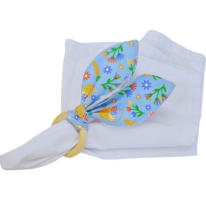 Maison Charlo | Easter Set of 4 Fun Blue Bunny Ears Napkin Rings | Dining Table Decor - Loft&Timber