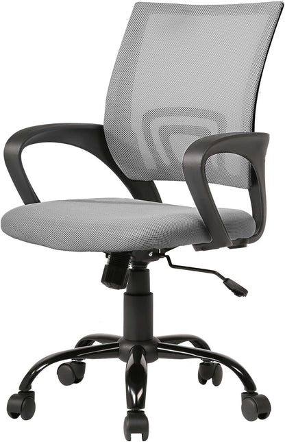 Office Chair Computer Chair Ergonomic Cheap Desk Chair Adjustable Comfortable Mid Back Task Rolling Swivel Chair with Lumbar Support for Home Office Desk (Grey)-0